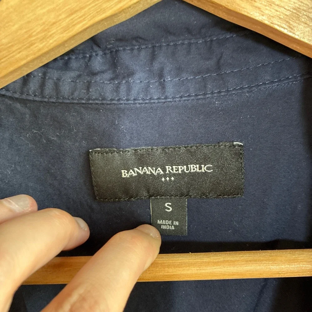 Banana Republic Cotton Midi Shirt Dress Small Navy Blue Womens Button Down